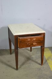 Vintage Marble Top End Table- See Photos For Condition