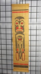 Vintage Totem Burlap Print Tapestry Art Native