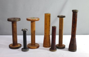 7 Vintage Industrial Wooden Spools