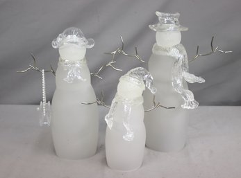Set Of Three Christmas Snowman Plastic Acrylic With Magnetic Arms