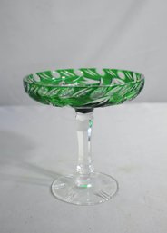 Green Cut Crystal Compote
