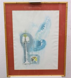 Marvelous Limited Edition Lithograph (attributed To Mihail)   #15/25, Faux-boo Bamboo Frame