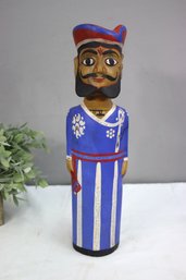 Vintage Hand-Painted Wooden Russian Hussar Matryoshka Style Bottle Sleeve/Cover
