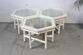 Three  Rattan FICKS REED Side Tables
