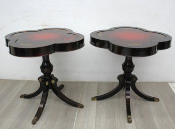 Pair Of Louis Scalera Mahogany Leather Top Side Tables