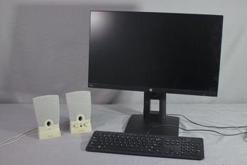 HP Monitor With Key Board And Speakers