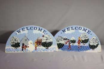 Two (2) Welcome Sign ' Once Upon A Pine 1987 Elmore Vt.'