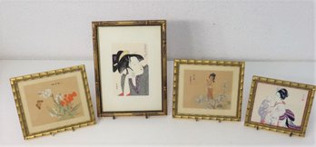 Group Of Four Small Japonisme Themed Prints In Decorative Frames