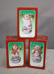 Three (3)Treasure Times Holiday Collection Hand Painted 8 Resin Snowmen-new