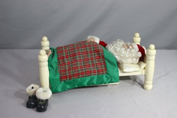 Vintage Sleeping Snoring Santa In Bed