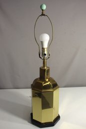 Vintage Brass Hexagonal Table Lamp With Black Base