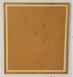 Framed Pencil Sketch Study For Nude, Signed And Dated