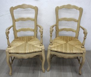 Pair Of Country French Ladderback Armchairs