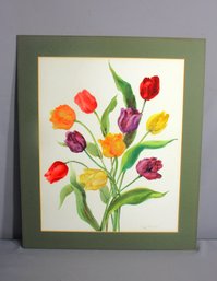 Unframed  Vibrant Tulips' / Watercolor Print  By Mary S. Litt