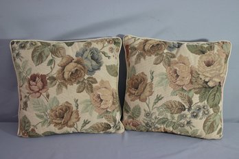Pair Of Floral Patterned Pillows  16'
