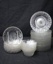 Victorian Etched Glass Plates And Bowls- Elegant Nostalgia For Your Table Setting-(45pcs)