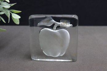 Viking Design Reverse Carved Apple In Slab Crystal Figurine