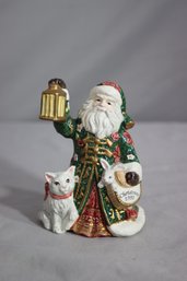 Fitz And Floyd Father Christmas 1995 Santa With A Rabbit And A Cat Bell