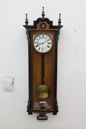 Antique Vienna Regulator Clock 25th Anniversary Inscription On Brass Pendulum