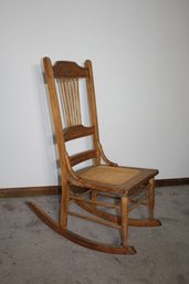 Vintage Cane Seat Wooden Rocking Chair