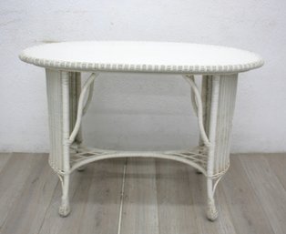 Vintage White Wicker Console /desk