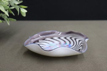 Murano Marbled Millefiore Confetti Glass Low Ruffle Bowl