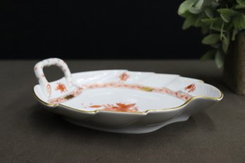 Herend Chinese Bouquet Rust Leaf Dish, Marked On Bottom 201A06