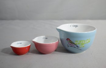 Charming Vintage Measuring Cup Set With Colorful Bird Motif'