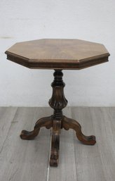 English Octogonal Pedestal Side Table