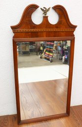 Flame Mahogany Eagle In Flight Crested Framed Wall Mirror