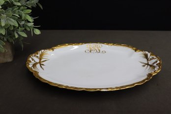 Hutschenreuther Porcelain Gilt Ruffled Edge Large Platter