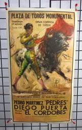 #16-Plaza De Toros Monumental Bullfighting Poster Featuring Pedro Martnez 'Pedres,' Diego Puerta, And Manuel