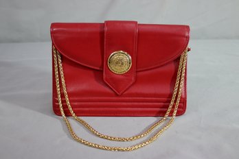 Vintage YVES SAINT LAURENT 2WAY Chain Shoulder Bag Leather Red