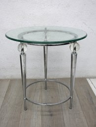 Chic Modern Round Glass Top Side Table