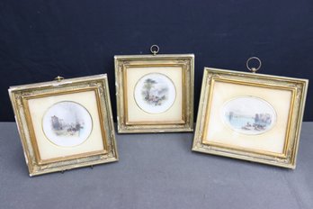 Trio Of Original Hand-Colored Engravings In Time-worn Elegant Frames