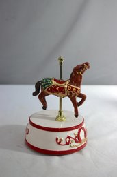 Mr. Christmas  Musical Carousel Horse Porcelain Moves Up/Down Wind-Up