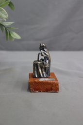 Vintage  A. Kedem  'Shabbat Blessing' Wax & Composite Figurine Top Layered In Sterling Silver