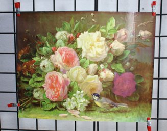 #19-Vintage Floral Print By J. Robie With Bird