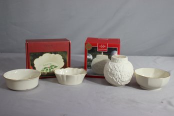 Group Lot Lenox Holiday Dish And Lenox Ornamental Glow Poinsettia Votive