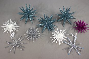 Group Lot Of Sparkly Spiky Star Ornaments