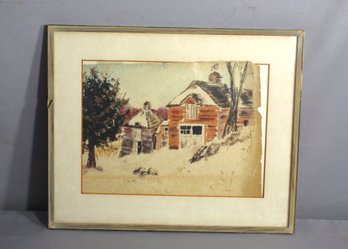Traditional Vintage Barn Watercolor Print
