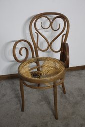 Mid 20th Century Bentwood Arm Chair With Caned Seat