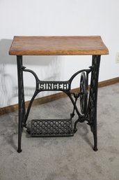 Iron Base Singer Sewing Machine Table With Pine Top