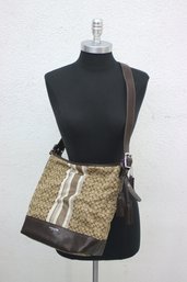 Coach Legacy Beige/Brown Duffle Stripe Handbag