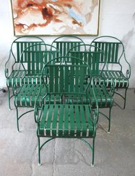 Set Of Six (6) Vintage Green Painted Patio Chairs