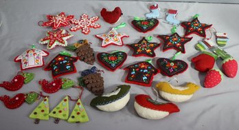 Group Lot Of Christmas Felt Ornaments