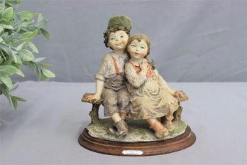 Vintage Capodimonte G. Armani Girl And Boy On Bench Gulliver's World Figurine