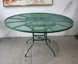 Vintage Green Painted Wrought Iron Outdoor Table