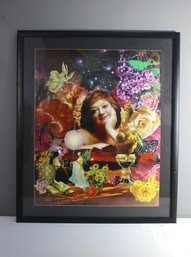 Superb Original Mixed Media Portrait Centered Collage, Dedicated & Signed By Artist Alan Foshko