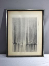 Framed Print Of Abstracted Sailboats By Richard Florsheim Publisher - Associated American Artist's